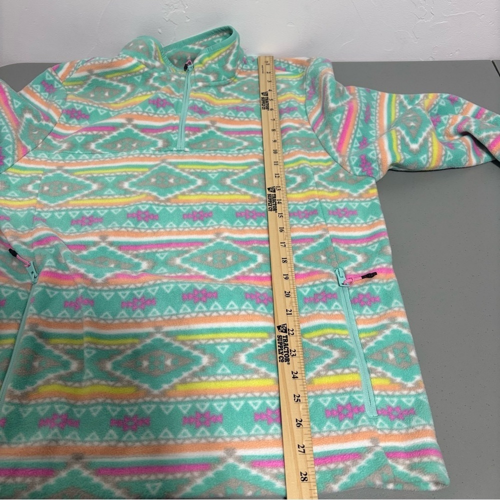Chubbies Colorful Southwestern Aztec Women Fleece Pullover 1/4 Zip Large Bright - Picture 12 of 12